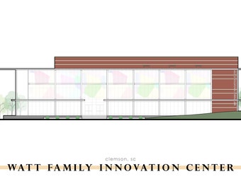 Clemson Print; Watt Family Innovation Center; Clemson Illustration; Choose Size 5x7, 8x10; Clemson Artist; Clemson University