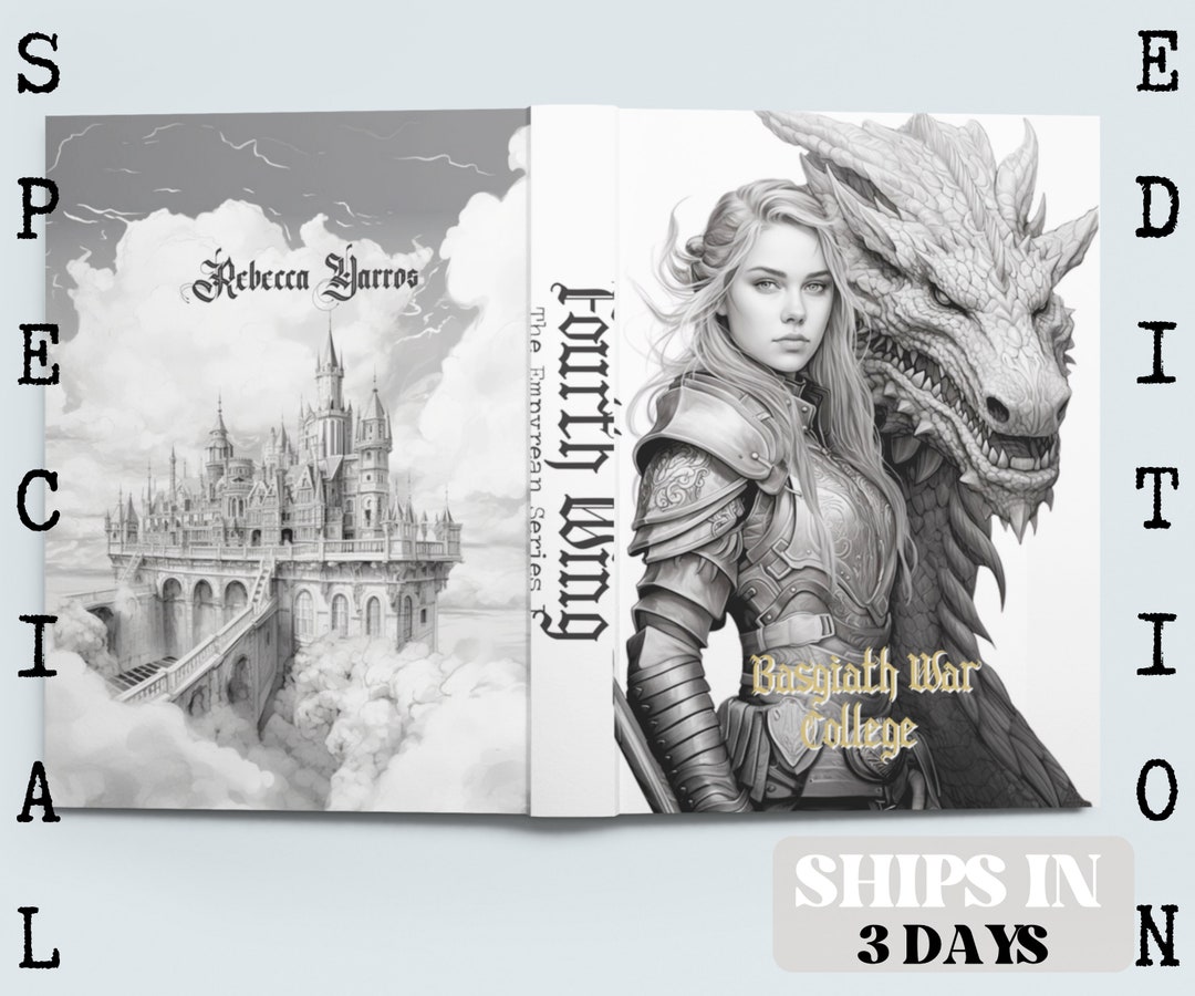 Fourth Wing Dust Jacket and Sprayed Edges, Rebecca Yoros Book Cover , Basgiath War College Merch
