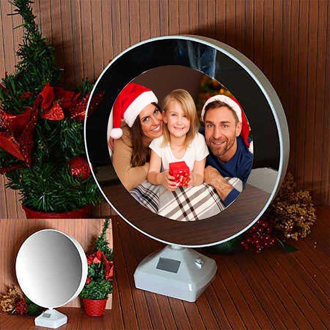 Round Magic Mirror Photo Frame Magic Photo Birthday Gift Christmas Gift Frame Light Frame Led