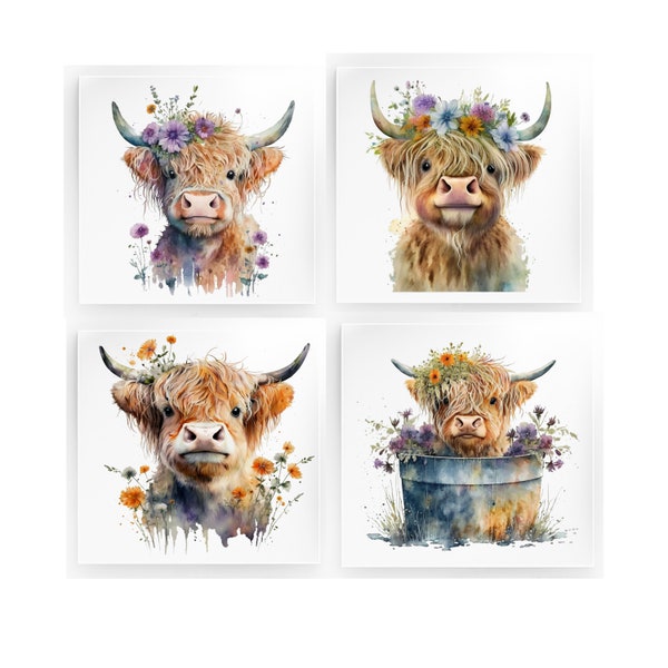 Highland Cow Fabric Panels Etsy