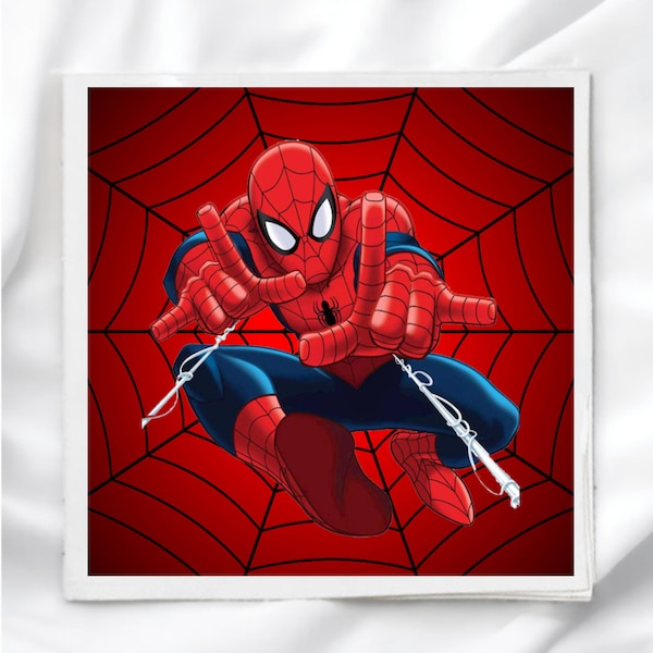 Fabric Panel, Spiderman Quilt Block, Quiltmaking, Fabric Square, Digital Image Printed on Fabric