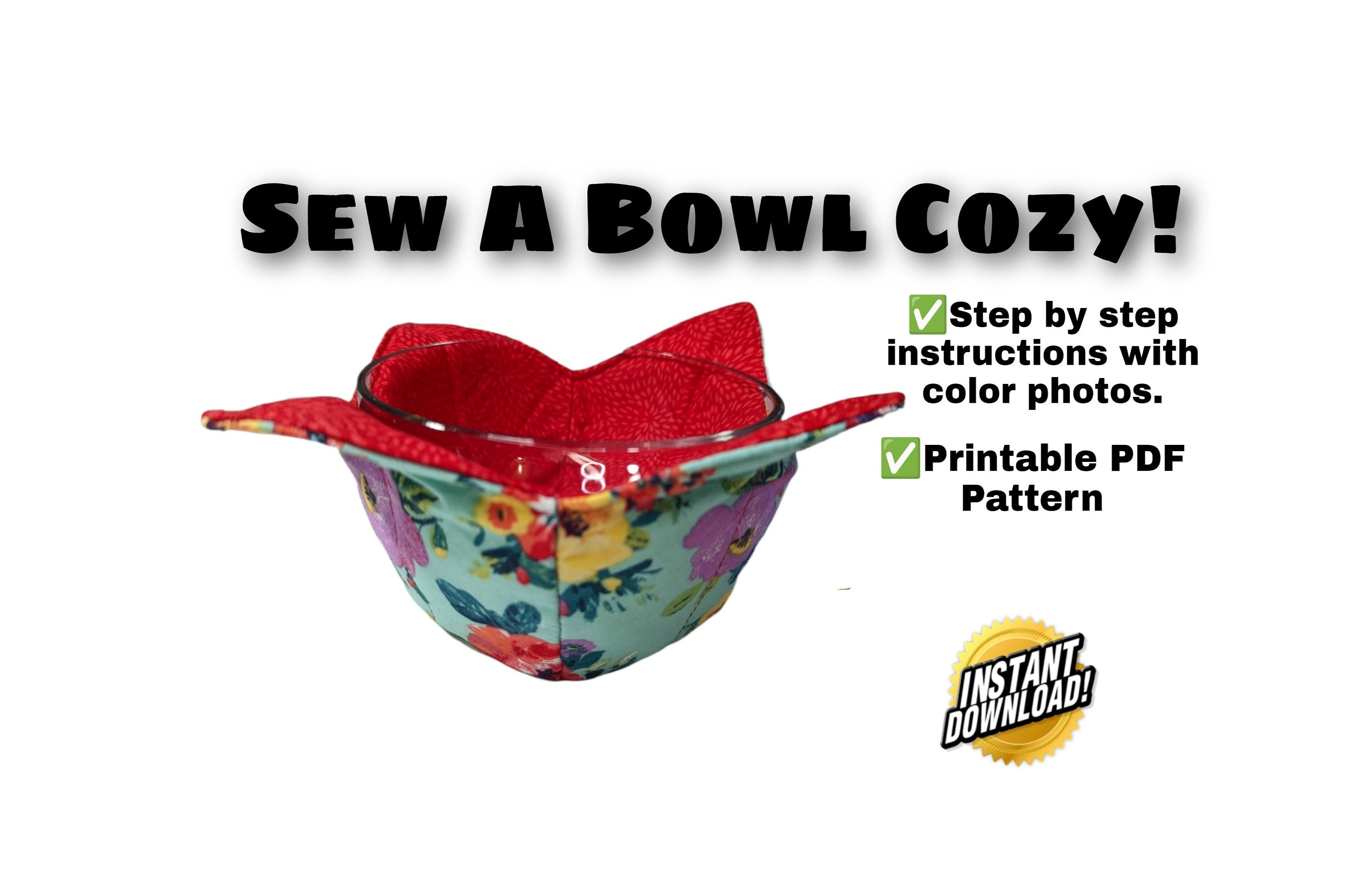 Bowl Cozy Sewing Pattern DIGITAL DOWNLOAD Microwavable Soup Etsy