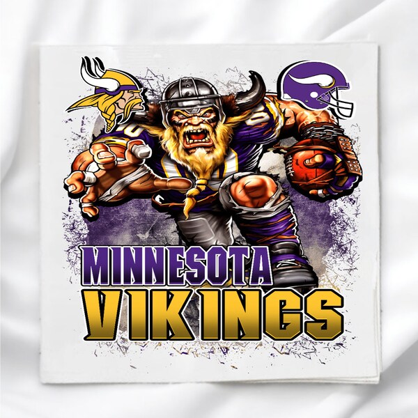 Fabric Panel, Minnesota Vikings Quilt Block for sewing projects, NFL Fabric Square