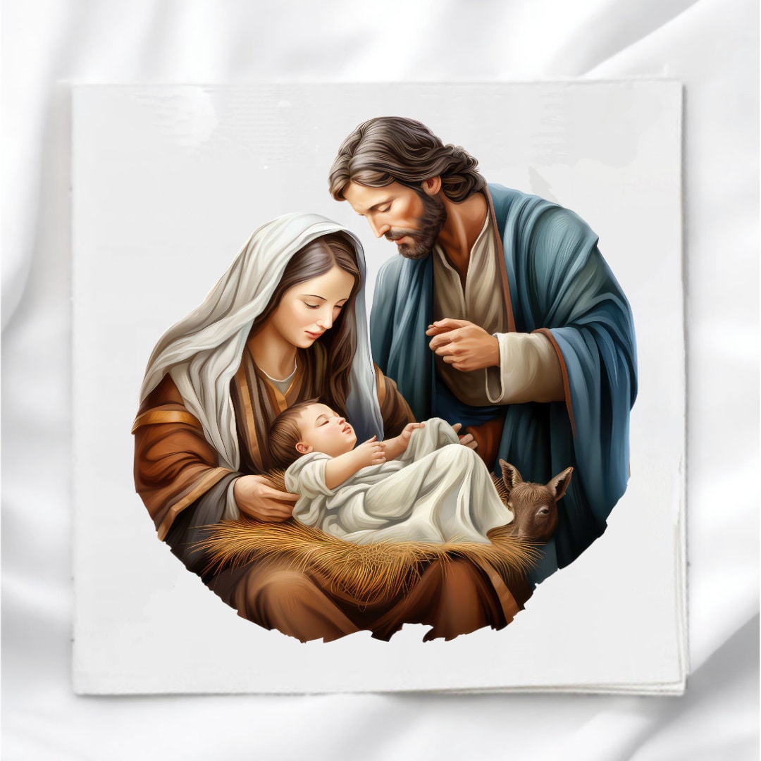Fabric Panels, Christmas Nativity Scene Fabric Block for Quilting and