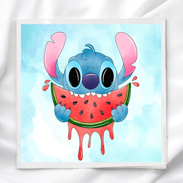 Stitch Eating Watermelon Png Etsy