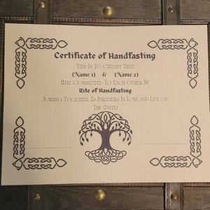Certificado de Handfasting - Personalizado