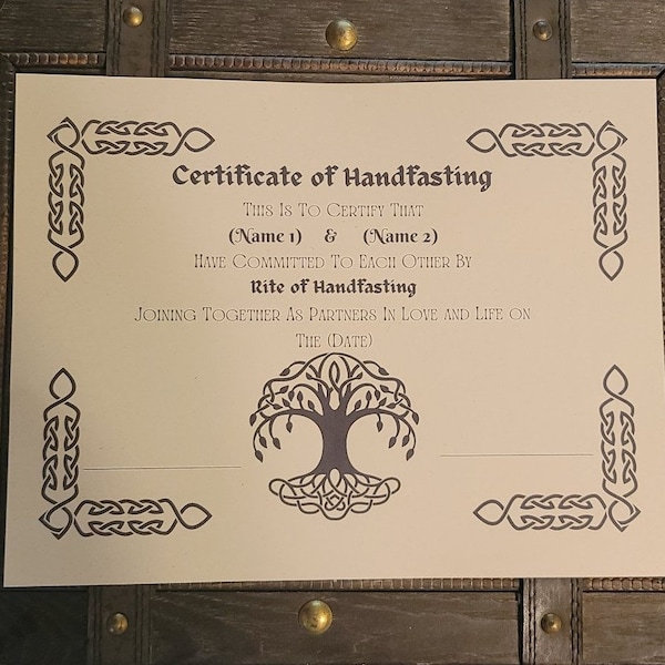 Handfasting Certificate- Customized