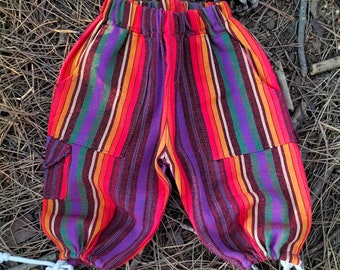 Pantalón hippie tela aguayo de algodón para niños, ropa boho, hippie baby,