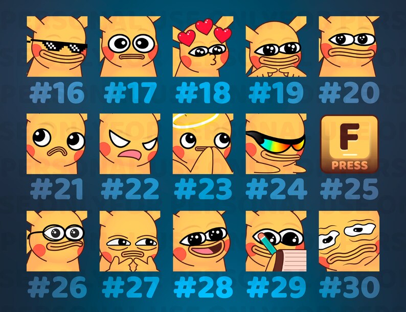 60 X Pikachu X Pokemon Emotes / Emotes / Sub Badges / Twitch Youtube ...