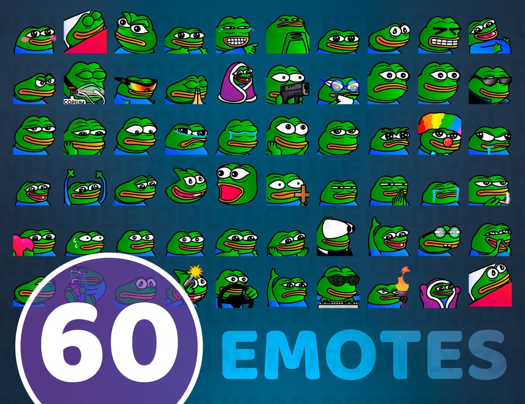 60 X Pepe the Frog Emotes / Emotes / Sub Badges / Twitch Etsy Australia