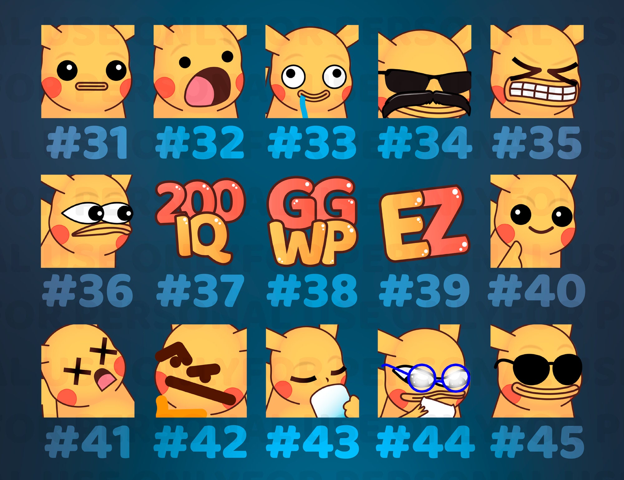 60 X Pikachu X Pokemon Emotes / Emotes / Sub Badges / Twitch Youtube ...