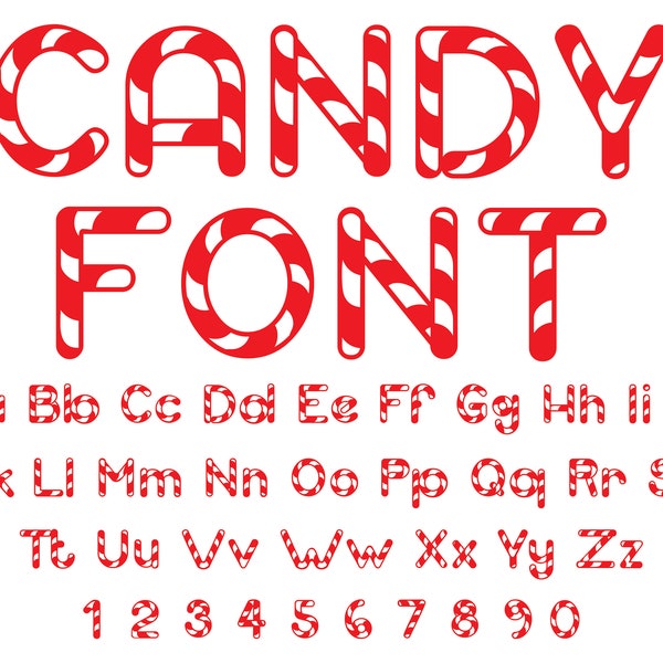 Candy Cane Font SVG, CHRISTMAS FONT, Christmas Svg Files For Cricut, Christmas Letters, Candy Cane Letters, Candy font ttf, Candy  Alphabet