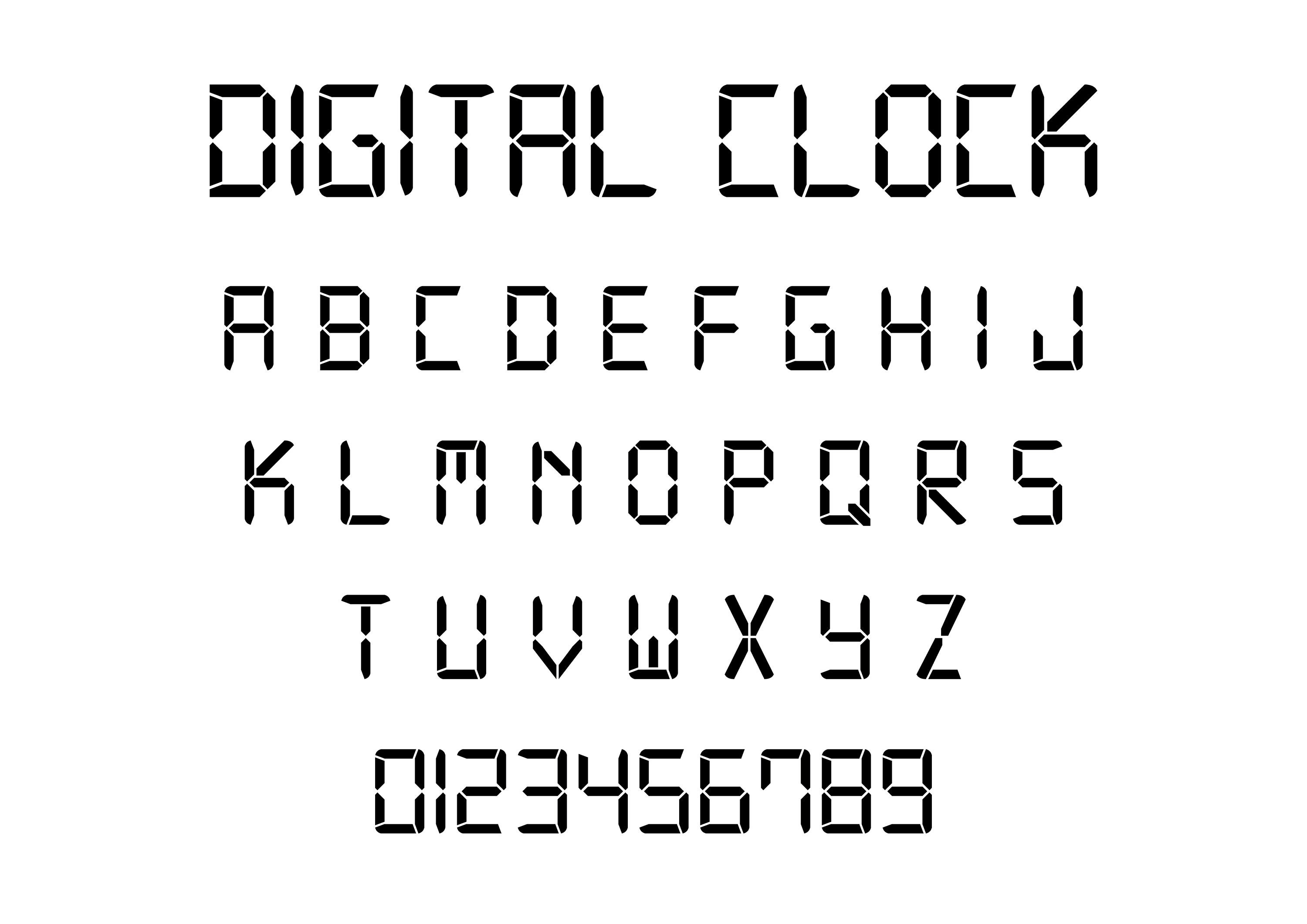 Digital Clock Alphabet Svg Digital Clock Letters Svg Digital Etsy