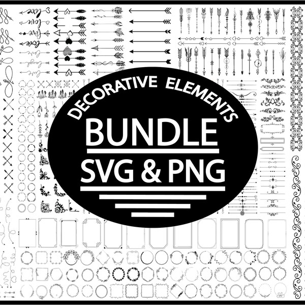 Decorative Elements SVG MEGA BUNDLE, Design Elements Svg, Ornaments Svg, Flourishes Svg, Arrow Svg, Border Svg, Decorative Border Svg