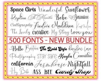 500 NEW FONTS BUNDLE, Instant Download, Handwritten Font, Calligraphy Font, Cricut Fonts, Digital Download, Fonts for Canva, Font ttf, FoNT