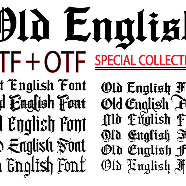 OLD ENGLISH FONT Bundle, Letters and Numbers Old English For Cricut, Old English Font ClipArt, Vintage Font, Alphabet Svg, Knight Font Svg