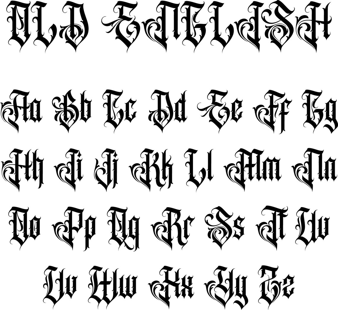 OLD ENGLISH FONT Svg, Old English Alphabet Svg, Old English Letters and