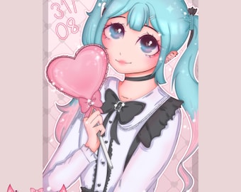 Hatusne Miku Jirai Kei Kawaii Matte Anime Vocaloid Art Print