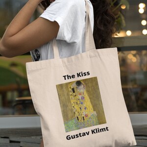 Klimt The Kiss, Canvas Tote Bag