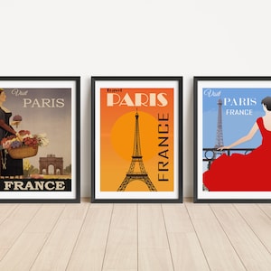 Tryptic Wall Art, 3 Panel Wall Art, Vintage Paris Travel Posters