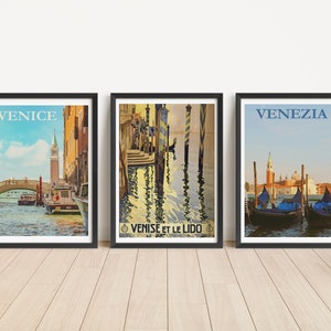 Venice Italy Travel Poster Set: Vintage Triptych Wall Art (Digital Download)