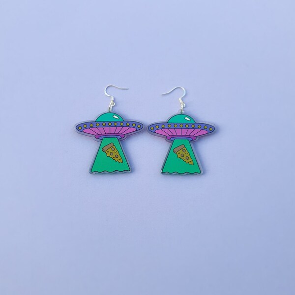 Alien invasion pizza earrings with 925 s/s hooks