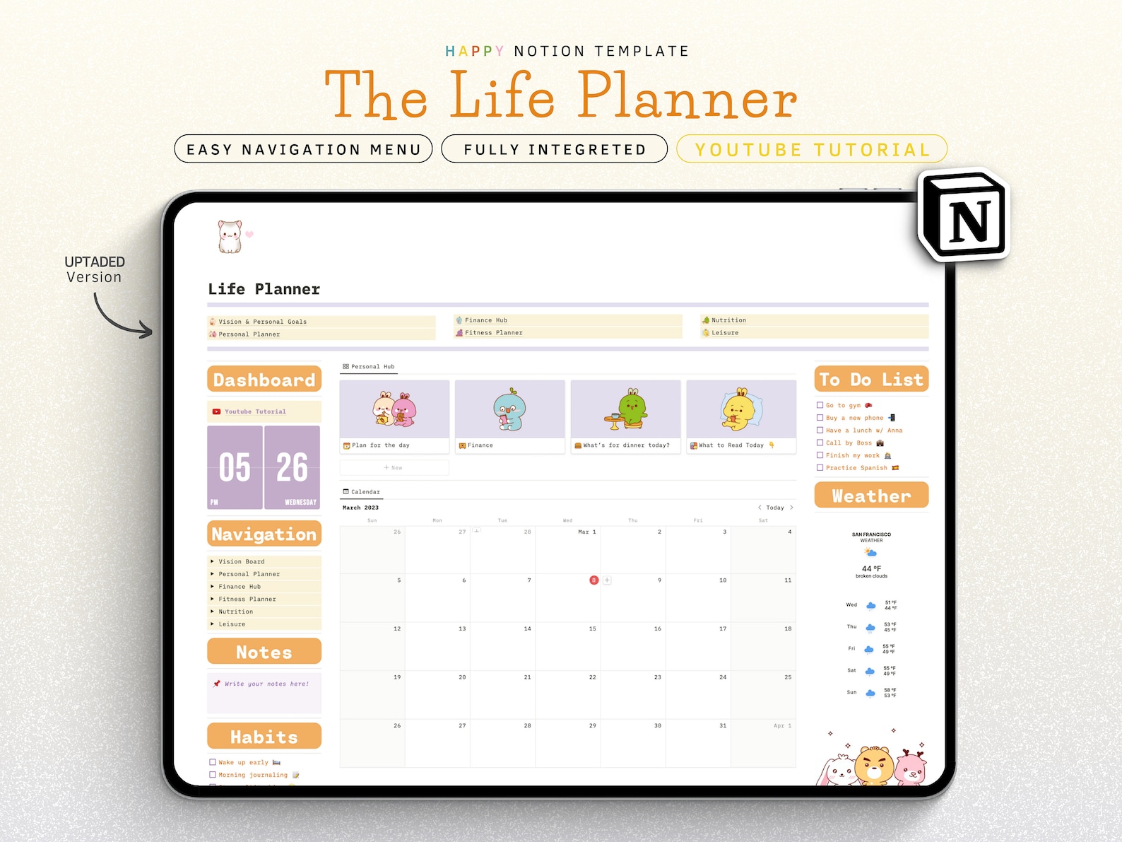 Notion Template Graphics Life Planner All in One Template Notion ...