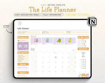 Notion Template Graphics Life Planner All in One Template Notion Dashboard, Ultimate Notion Calendar ADHD Personal Planner Minimal Aesthetic