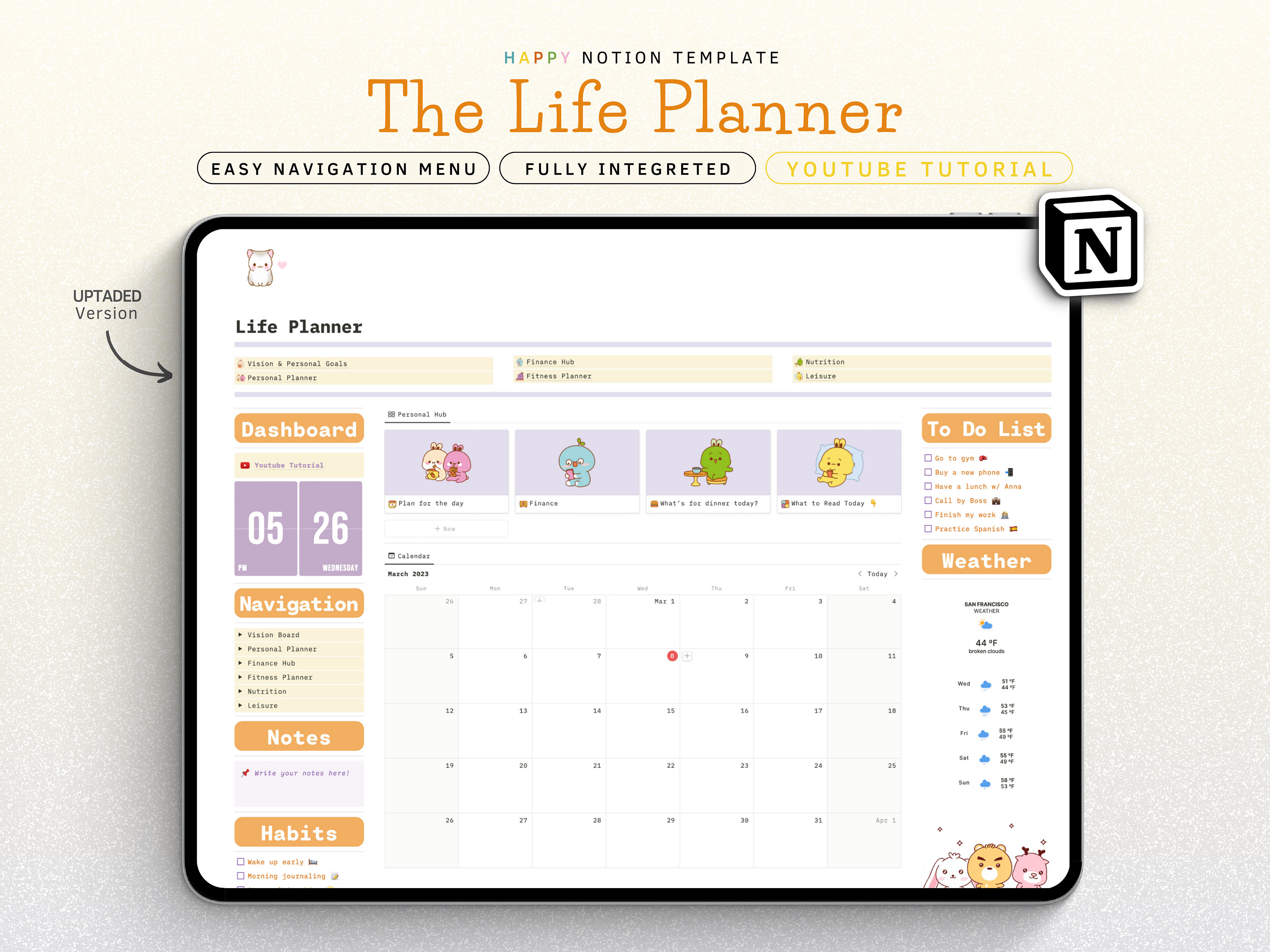Notion Graphcs Notion Template Graphics Life Planner All in One Template Notion ...