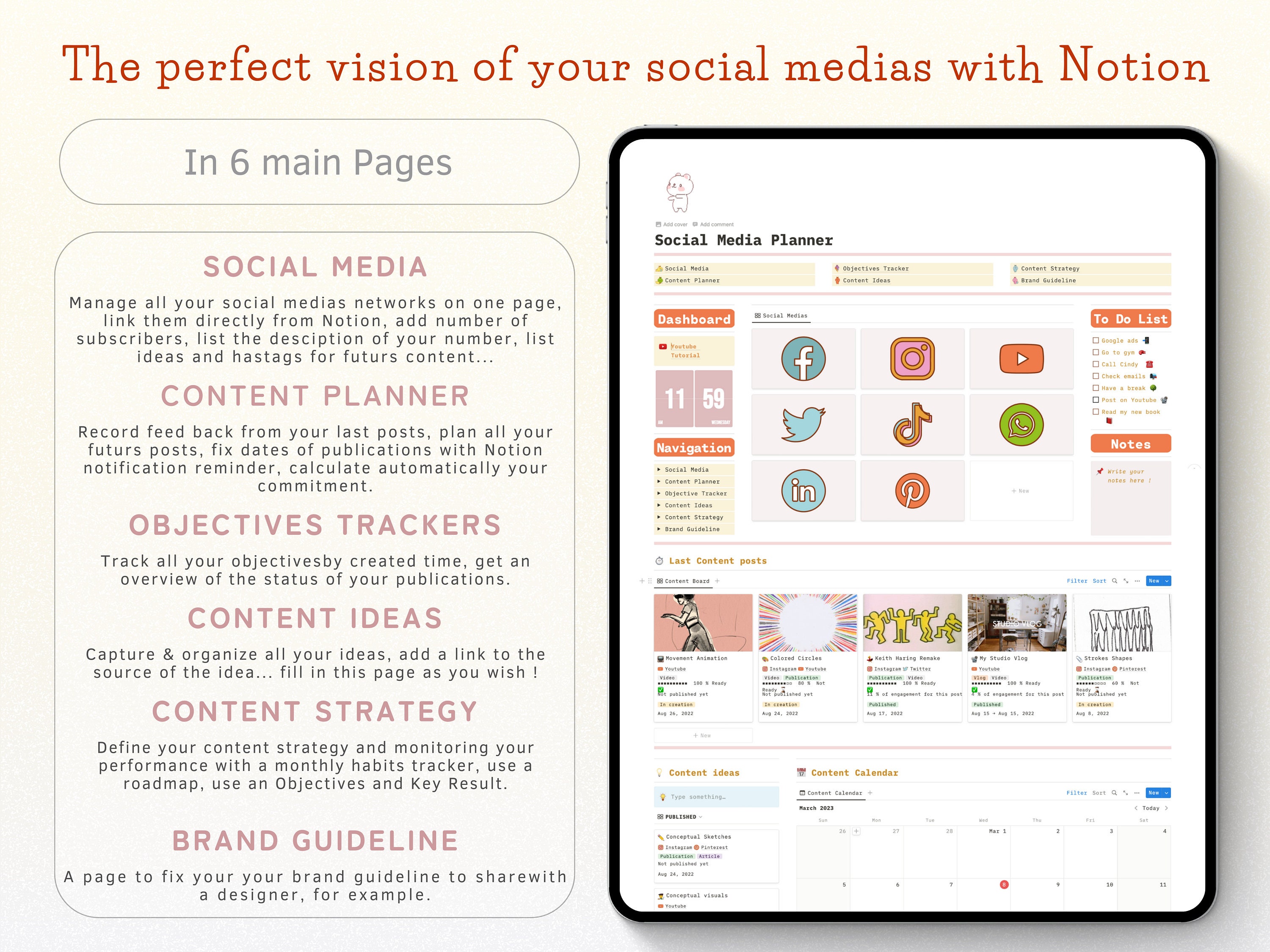 Notion Template Social Media Planner, Content Planner for Business ...