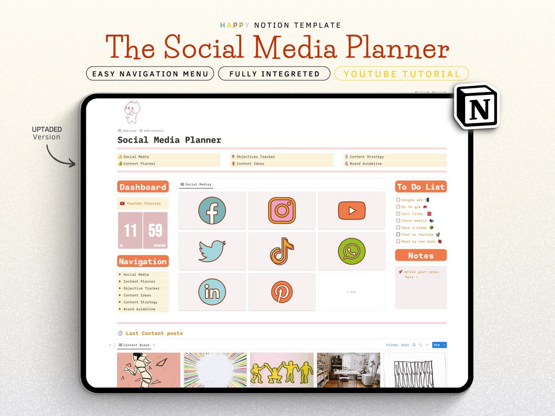 Notion Template Social Media Planner, Content Planner for Business ...