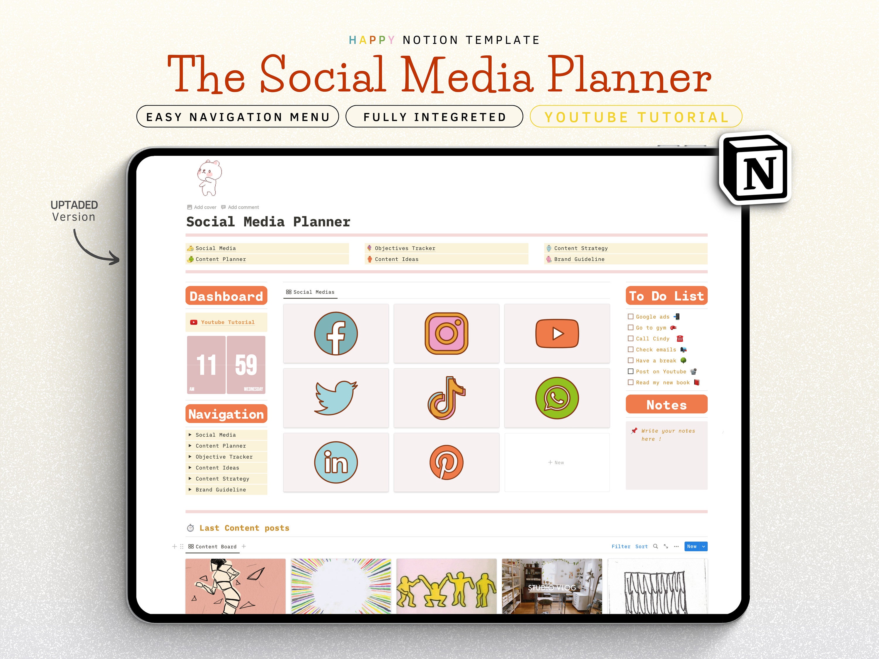 Notion Template Social Media Planner, Content Planner for Business ...