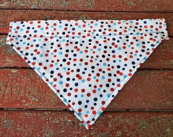 Cat or Dog over the collar bandana white with red and blue polka-dots