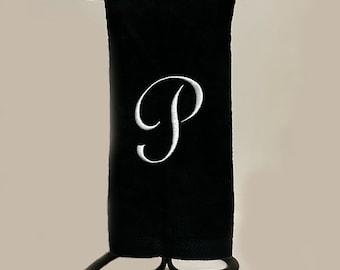 Embroidered Monogram Fingertip Hand towel 100% Cotton approx 11" x 18" with hemmed ends