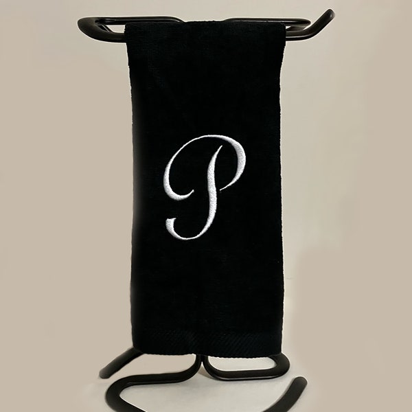 Embroidered Monogram Fingertip Hand towel 100% Cotton approx 11" x 18" with hemmed ends