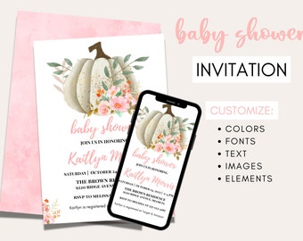 Shower de bébé citrouille, Shower de bébé automne, petite citrouille, Shower de bébé automne, une petite citrouille, Invitation de douche de bébé