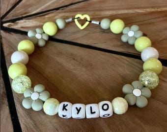 Floral Beaded Custom Pet Collar: Monochromatic Friendship Bracelet