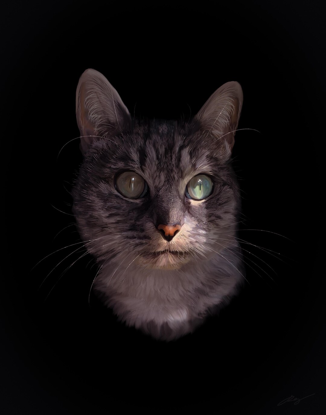 Custom Tabby Cat Art Portrait Painting | Cat Portrait Painting | Dog ...