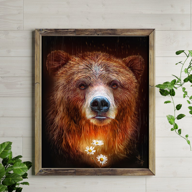 Tethered Spirits: Chamomile 11x14 inch print | Hand Made Digital Oil Bear Painting | Spirit Animal | Spirit Guide | Manifestation Art - Tethered Spirits: Chamomile 11x14 inch print | Hand Made Digital Oil Bear Painting | Spirit Animal | Spirit Guide | Manifestation Art -