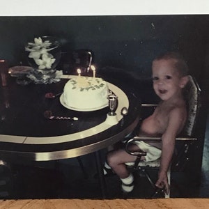 Vintage Kid’s 2nd Birthday Party Photo - Kodachrome Print December 1960 Vernacular Photo