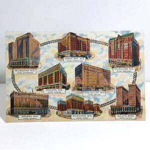 Fireproof Schroeder Hotels - Vintage c.1930s Linen Postcard - Wisconsin, Minnesota Hotel Chain, Milwaukee Art Deco Architecture