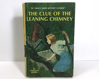 Nancy Drew #26 The Clue of the Leaning Chimney - Carolyn Keene - Yellow Hardcover 1967 Picture Cover Mystery Stories Classic YA Mystery