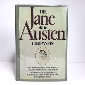 May include: The Jane Austen Companion book cover features a portrait of Jane Austen with the title "The Jane Austen Companion" and the subtitle "with A Dictionary of Jane Austen's Life and Works, by H. Abigail Bok".