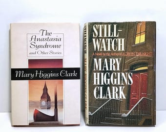 2 Mary Higgins Clark HCDJ Books - The Anastasia Syndrome & Other Stories / Stillwatch - Vintage Mystery, Romantic Suspense Fiction Reading
