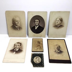 Cartes-de Visite and Cabinet Cards - Antique Studio Photography Portraits of Victorian Men & Women - Antique Photo Lot, Victorian Home Decor