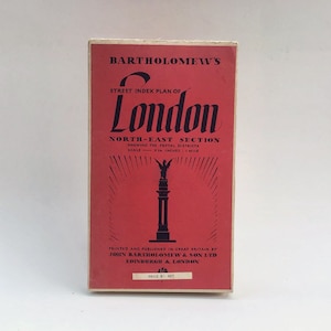 Vintage 1930s Bartholomew&#39;s Street Index Plan of London Showing Postal Districts - North-East Section, Original London Linen Map