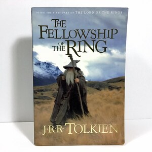 Fellowship of the Ring - J. R. R. Tolkien - Vintage Paperback Book with Frodo Bookmark Houghton Mifflin Edition - Fantasy Movie Tie-in Pbk