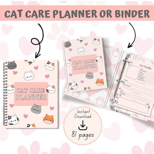 Premium Cat Care Planner | Cat Care Tracker | Cat Planner Medication Records | Printable | Digital Download