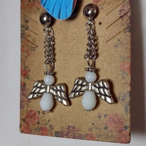 White Angel Dangle Earrings