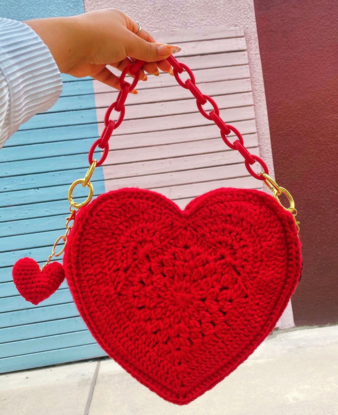 CROCHET HEART BAG Etsy